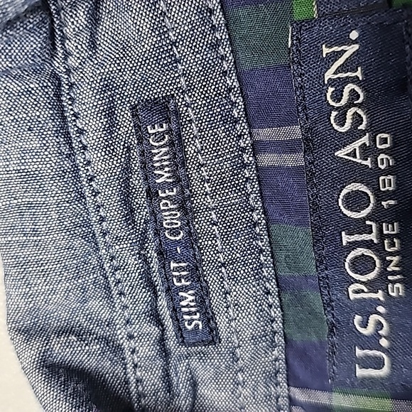 U.s Polo ASSN  small green and purple plaid button down long sleeve shirt - Picture 5 of 6